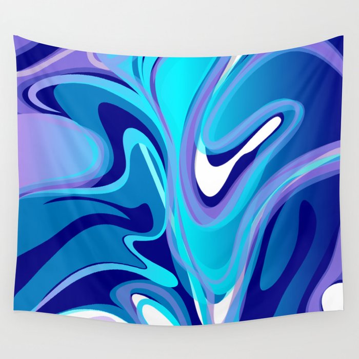 Liquify in Turquoise, Lavender, Purple, Navy Wall Tapestry