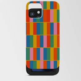 Long Blocks Colourful Geometric Check Pattern in Rainbow Pop Colors iPhone Card Case