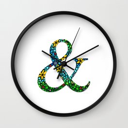 Ampersand Art - Whimsical Floral Flower Punctuation Sign Wall Clock