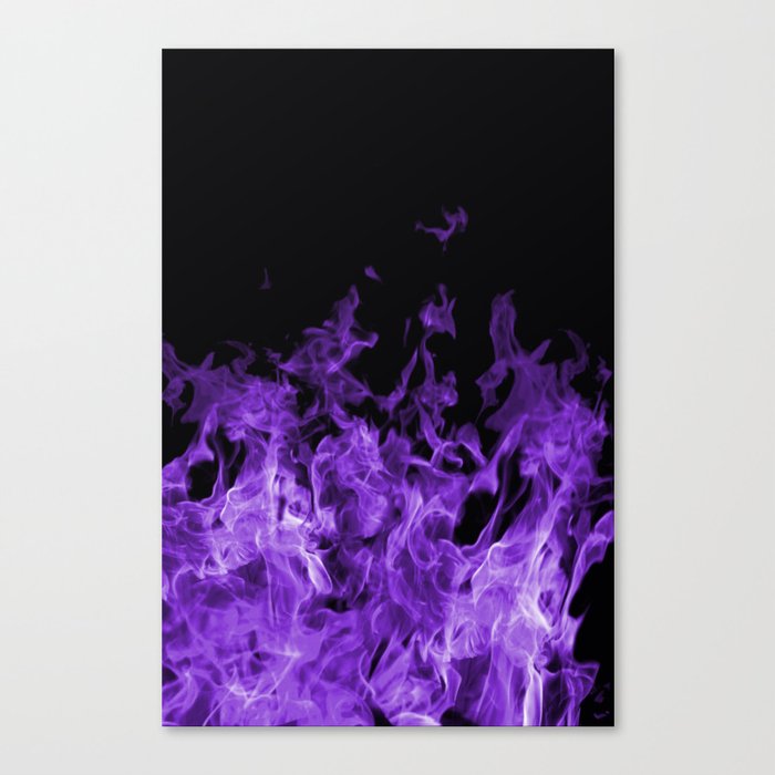 Purple Flames on black Canvas Print