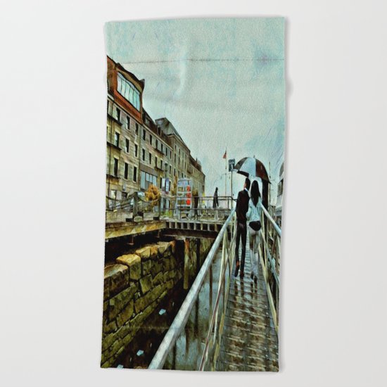 Boston Rain: Exit Gate 3 Beach Towel