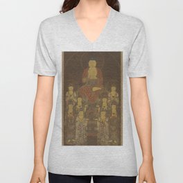 Buddha Amitabha (Amita) and the Eight Great Bodhisattvas V Neck T Shirt