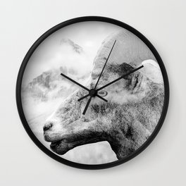 Bighorn Ram Mountains Wall Clock