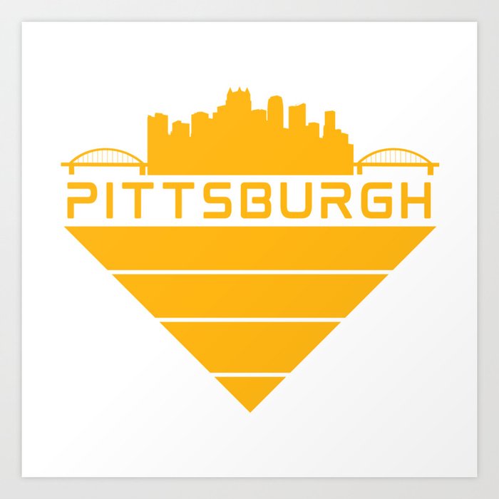 Pittsburgh Steel City Skyline Three Rivers Retro Print Art Print