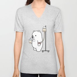 Bubble Tea Bear V Neck T Shirt