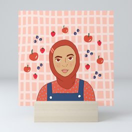 Farm Girl Print Pink Mini Art Print