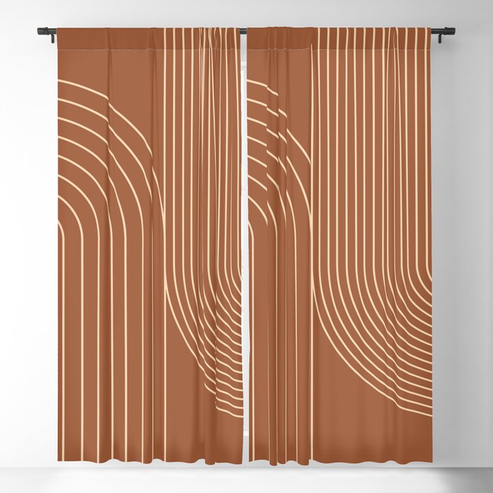 Geometric Lines in Terracotta and Beige 74 (Rainbow and Arch Abstract) Blackout Curtain