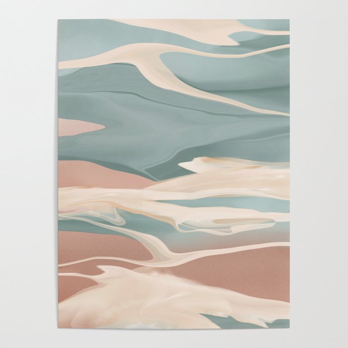Calming Waves Modern Abstract  Poster