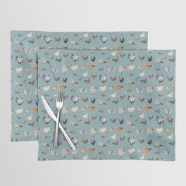 Chicken Happy Pattern- teal Placemat