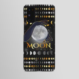 Moon phases mystical womans hands on full moon Android Case