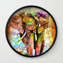 African Elephant Wall Clock