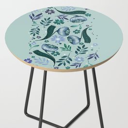 Floral Pattern Design Teal Tiffany Blue Side Table