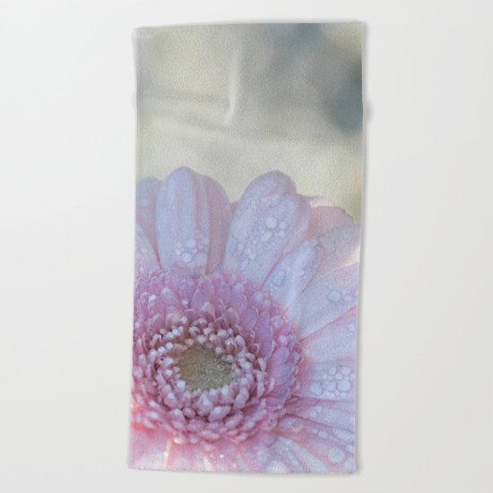 Pink Daisy with Waterdroplets in Backlight- Flower- Flowers- Floral Beach Towel