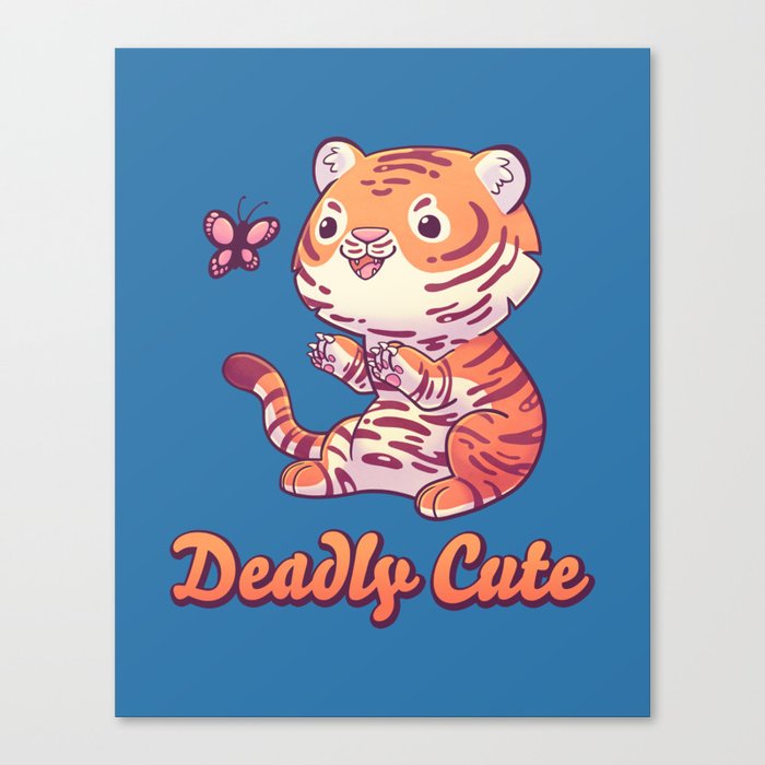 Deadly Cute Tiger // Kawaii, Big Cat, Animals Canvas Print