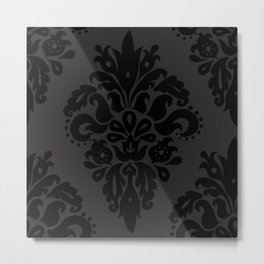 Classic Black Dark Grey Damask Pattern Metal Print | Pattern, Retro, Classic, Graphicdesign, Grey, Gray, Victorian, Background, Abstract, 1920S 