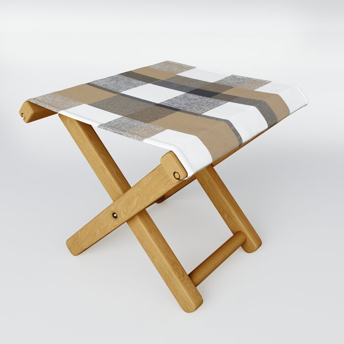 White Plaided Pattern Folding Stool