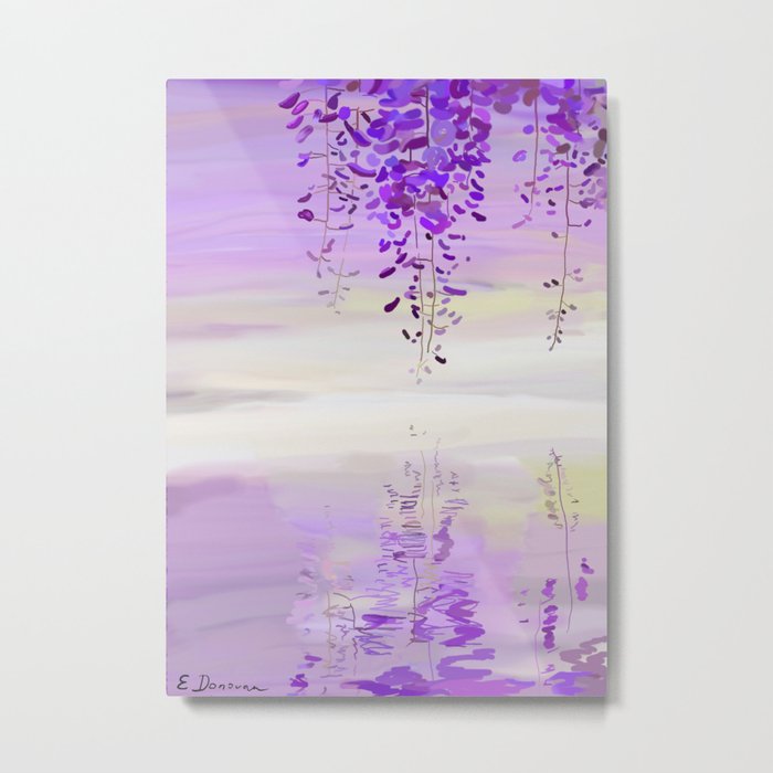 Wistearia Blossoms Reflection Metal Print