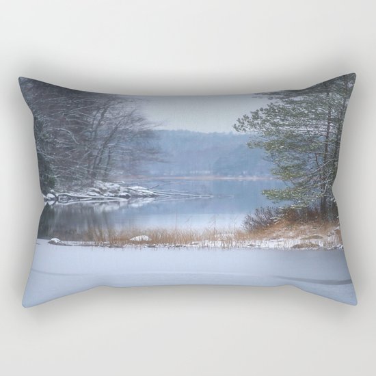 Blue Moment By The Lake Rectangular Pillow