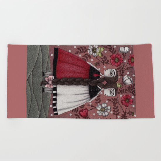 Snow-White and Rose-Red (1) Beach Towel