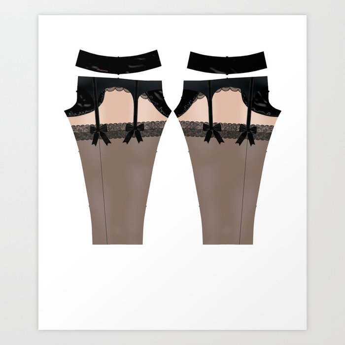 Lingeramas - Sexy Black Lingerie Legging Pajamas Art Print