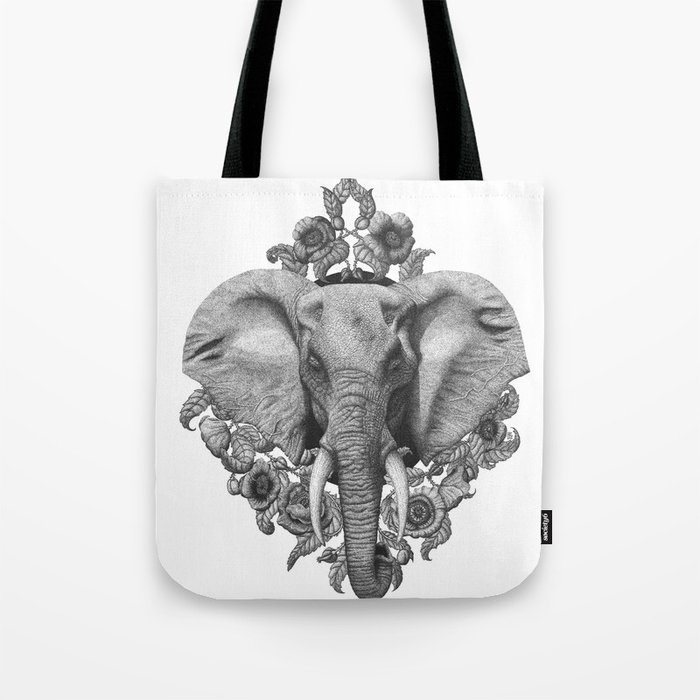Elephant & Poppies  Tote Bag