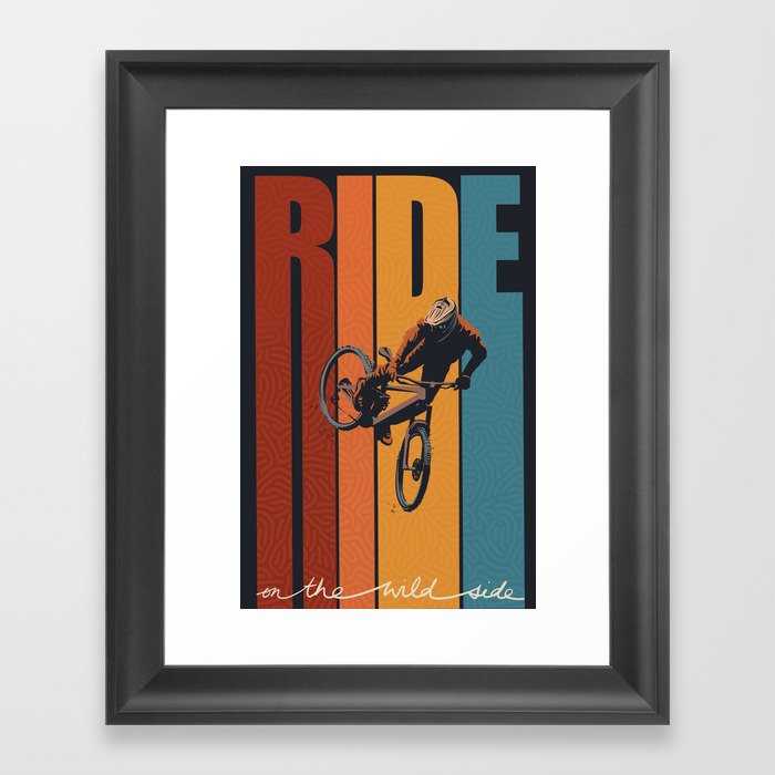 Ride on The Wild Side Retro Mountain Bike Framed Art Print