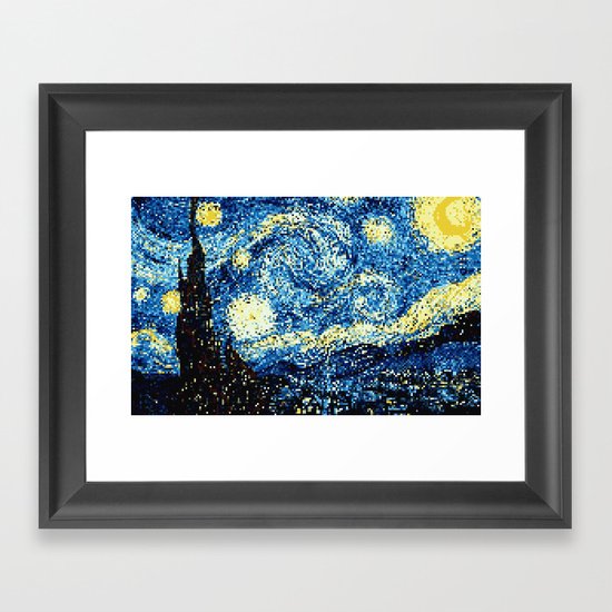 8-Bit Stary Night Framed Art Print