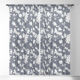Floral Birds Line Art Pattern Sheer Curtain
