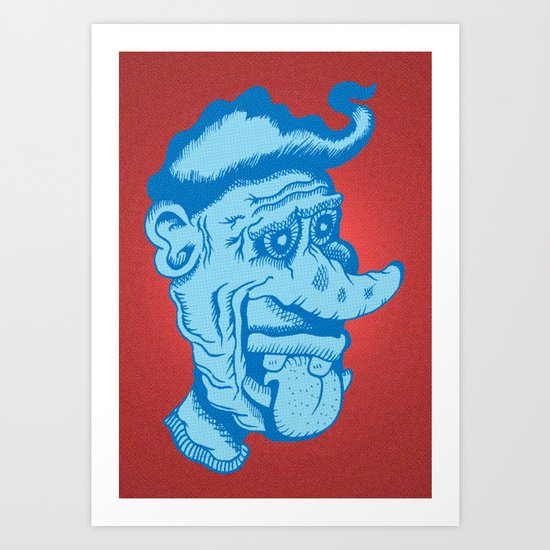 Monster Greaser in Blue Art Print