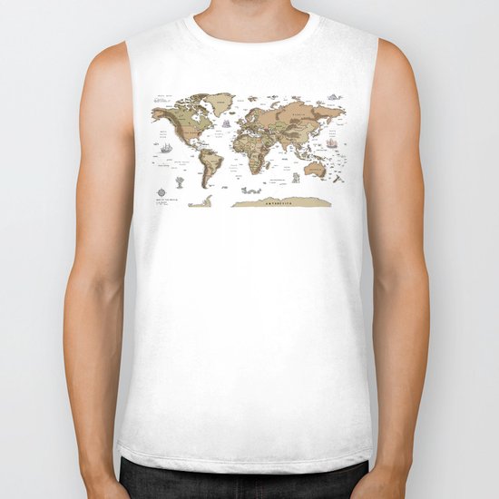 World Treasure Map Biker Tank
