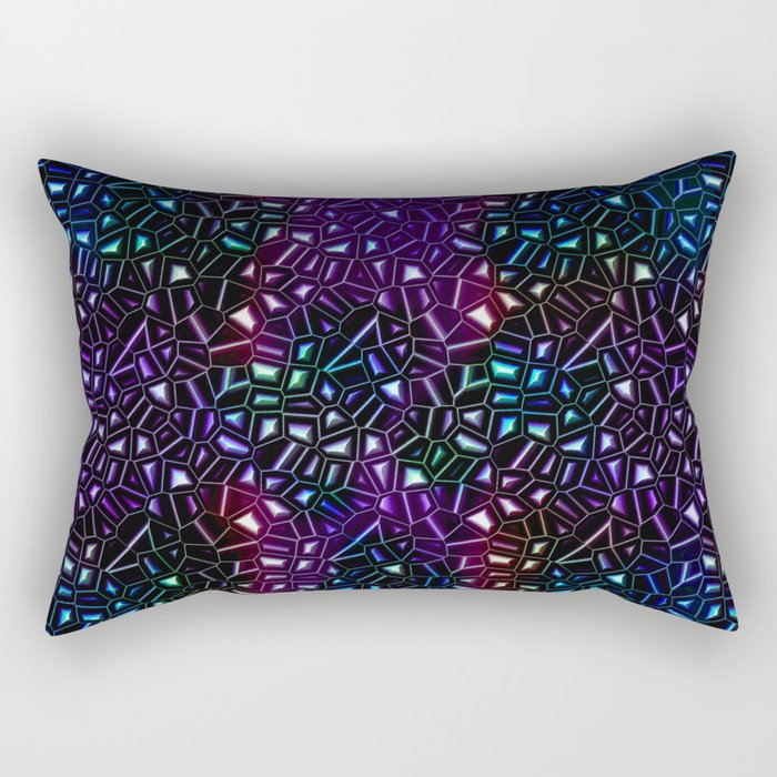 Midnight Rainbow Glitter Rectangular Pillow