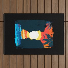 Summer Beach Sunset Couple Outdoor Rug