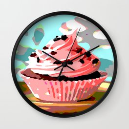 Chocolate Cupcakes with Pink Buttercream Wall Clock