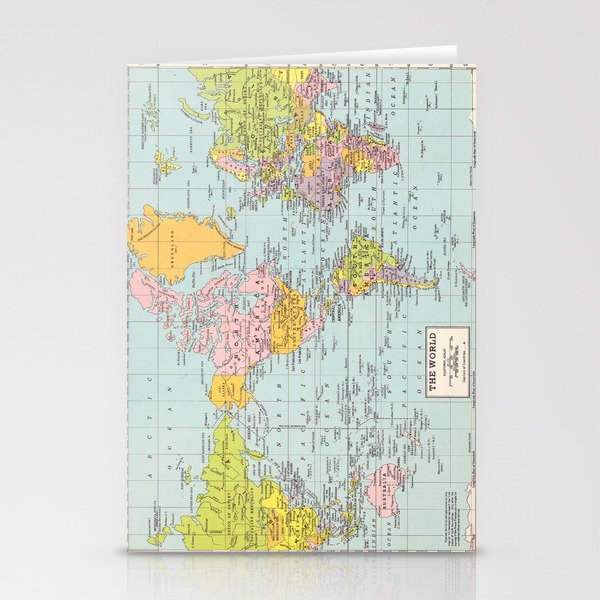 World Map Stationery Cards