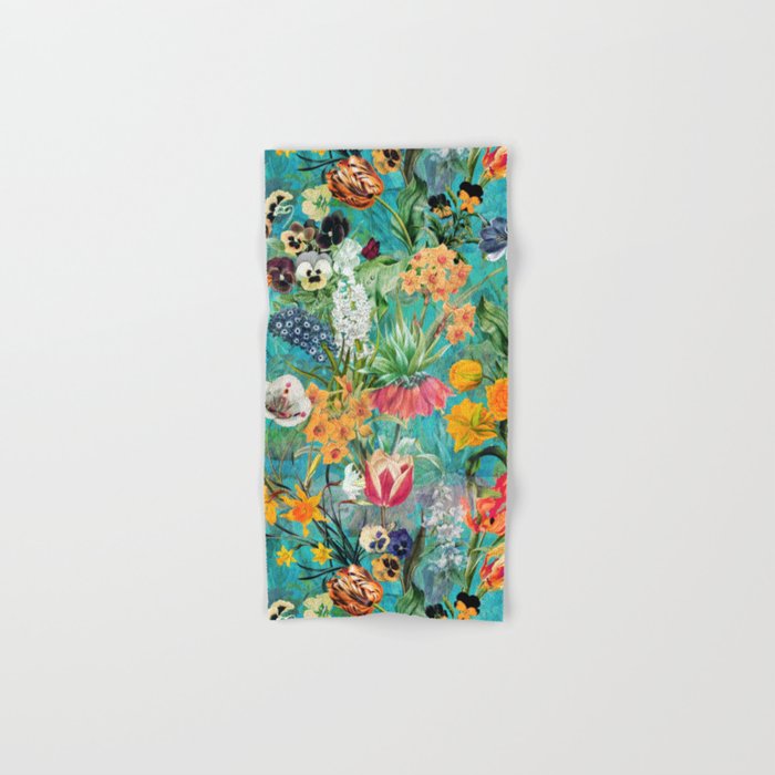 Vintage & Shabby Chic - Summer Blue Turquoise Botanical Spring Garden Meadow Hand & Bath Towel