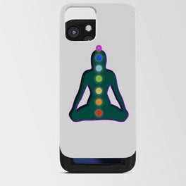 Meditating woman with aura colors and chakra symbols	 iPhone Card Case