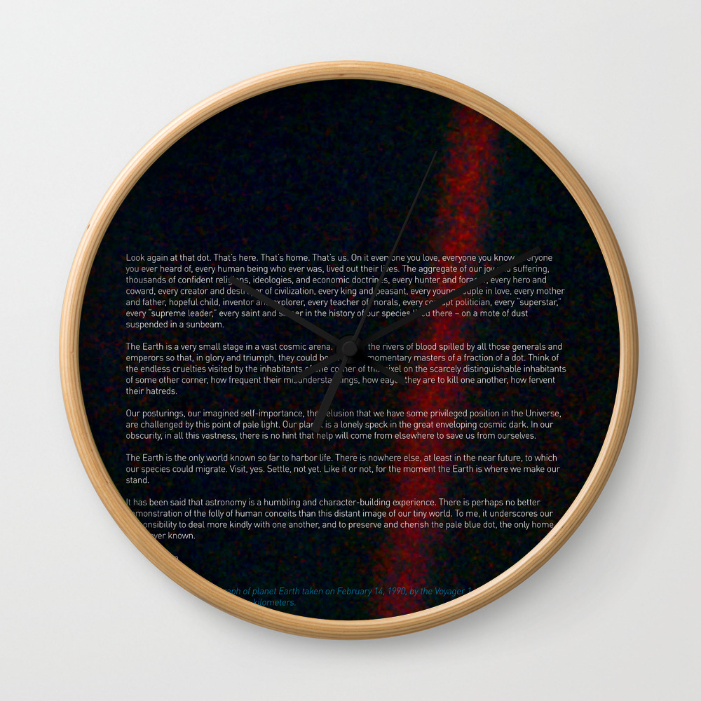 Pale Blue Dot Voyager 1 Carl Sagan Quote Wall Clock By Alexair Society6