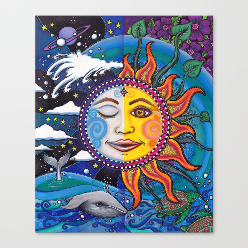 Sun And Moon Art By Julie Oakes Canvas Print By Julieoakesart