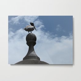 Pelican Posing in San Juan Metal Print | Digital, Color, Pose, Vacation, Puertorico, Sky, Pelican, Peace, Nature, Calm 