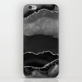 Black & Silver Agate Texture 02 iPhone Skin