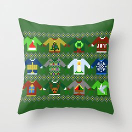 The Ugly 'Ugly Christmas Sweaters' Sweater Design Throw Pillow