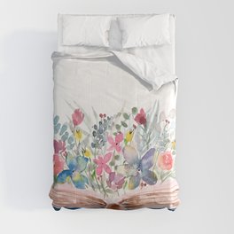 Open book Garden | Watercolor | Art Comforter