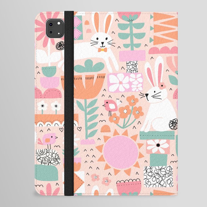 Cute Bunnies Pink iPad Folio Case