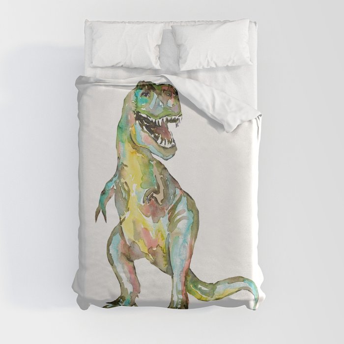 T-rex dinosaur painting watercolour  Duvet Cover