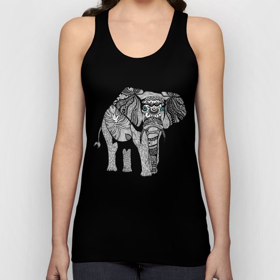 Tribal Elephant Black and White Version Unisex Tank Top