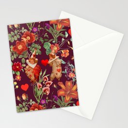 Valentine's Day in the Blooming Rose Garden - Burgundy Stationery Card