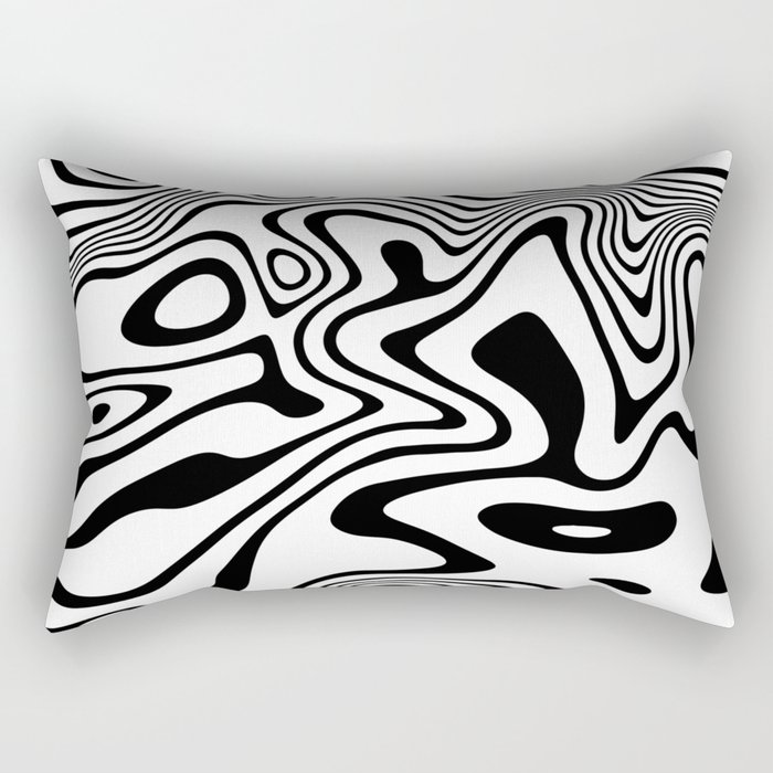 Organic Shapes And Lines Black And White Optical Art Rectangular Pillow