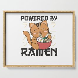 Powered By Ramen Cute Cat Eats Ramen Serving Tray