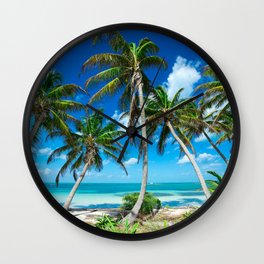 Tropical Landscape Wall Clock | Sky, Jangle, Summer, Vocation, Green, Tree, Hawaii, Water, Trees, Photo 