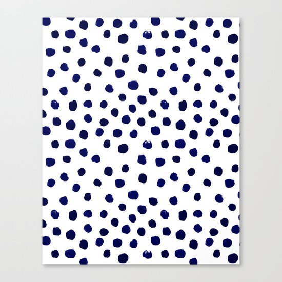 Mini dots painterly brushstrokes boho modern indigo blue and white preppy nautical dorm college art Canvas Print
